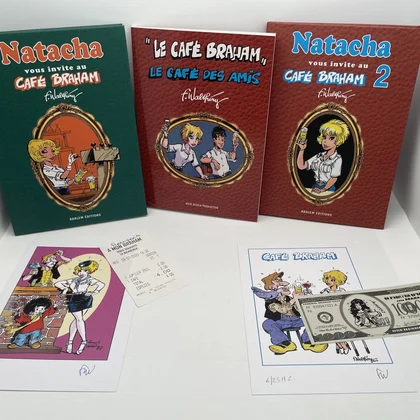 Café Braham - 3 recueils (Natacha vous invite au Café Braham 1 et 2, Le Café des amis) - François Walthéry - Adalem - BD franco-belge - Neuf