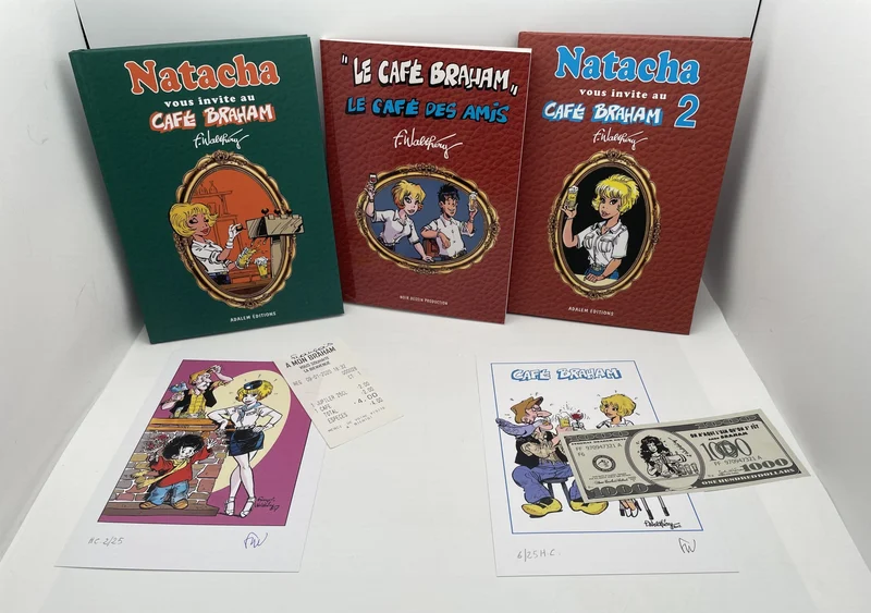 Café Braham - 3 recueils (Natacha vous invite au Café Braham 1 et 2, Le Café des amis) - François Walthéry - Adalem - BD franco-belge - Neuf