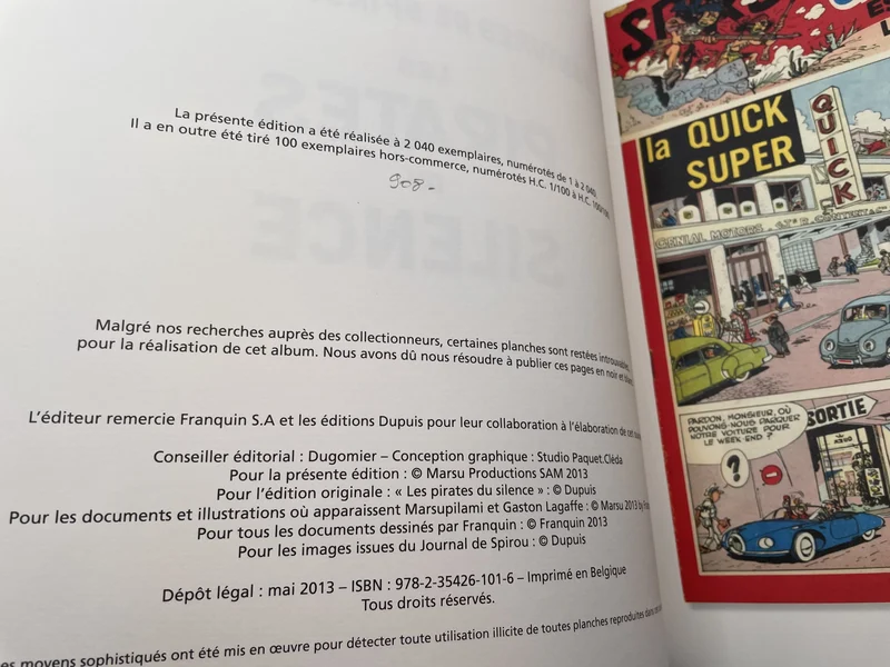 Spirou et Fantasio - Version Originale - T 7 - Les pirates du silence - André Franquin / Maurice Rosy / Will - Marsu Productions - BD franco-belge - Très bon état