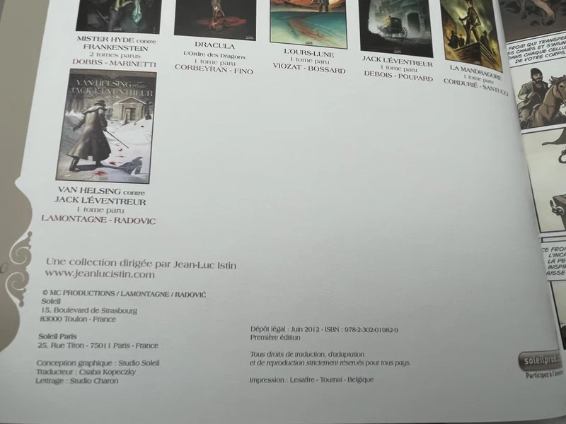Van Helsing contre Jack l'Éventreur - EO - T 1 - Tu as vu le diable - Jacques Lamontagne / Siniša Radović - Soleil - BD franco-belge - Bon état