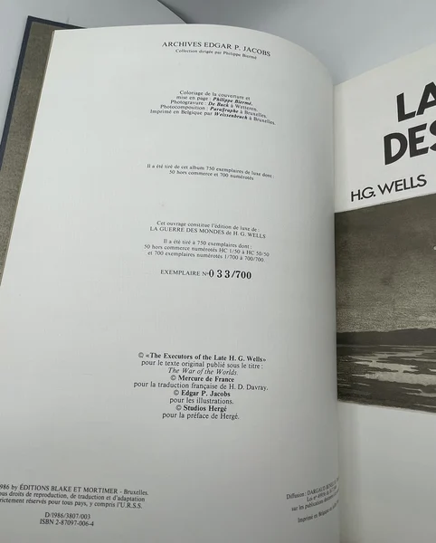 Archives Edgar P. Jacobs - TT - La Guerre des mondes - H.G. Wells / Edgar P. Jacobs - Éditions Blake et Mortimer - BD franco-belge - Très bon état
