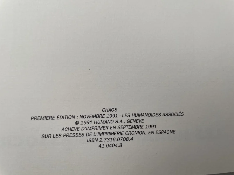 Chaos - Moebius - Humanoïdes associés - BD franco-belge - Très bon état