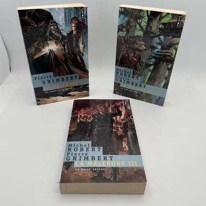 La Malerune - Tomes I à III (Les Armes de Garamont, Le Dire des Sylves, La Belle Arcane) - Pierre Grimbert / Michel Robert - Points - Livres - Bon état