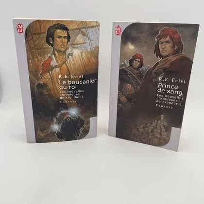 Les nouvelles chroniques de Krondor - Tomes 1 et 2 (Prince de sang, Le boucanier du roi) - Raymond E. Feist - J'ai lu - Livres - Bon état