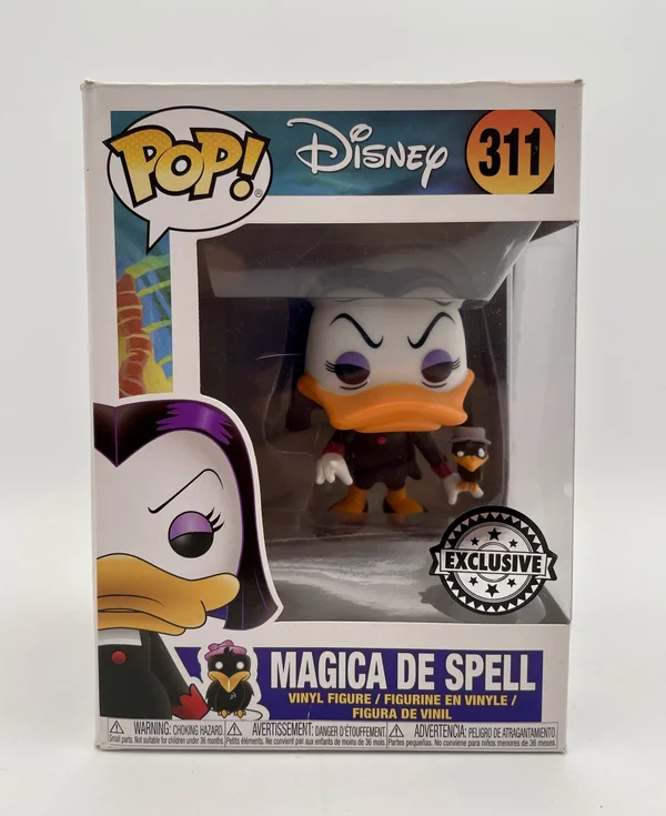 Magica De Spell est l'une des grandes antagonistes de l'univers Picsou : sorcière sans scrupules installée au pied du Vésuve, elle consacre son existence à subtiliser la première pièce de Picsou, convaincue d'en faire un talisman d'une puissance absolue.