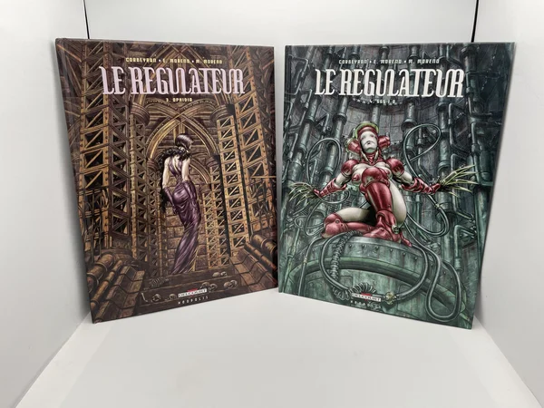 Le Régulateur prend place dans une cité post-industrielle aux allures de steampunk sombre, où la Régulation s'impose comme méthode officielle et radicale de contrôle de la population. Un homme, le savant Esculape, veut aller plus loin et met tout en