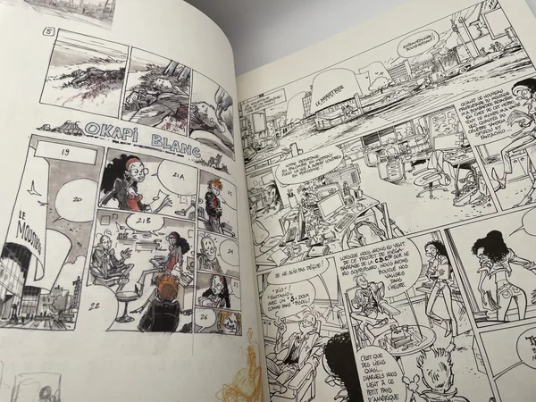 « La Lumière de Bornéo » s'inscrit dans la collection « Le Spirou de… », où Dupuis invite des auteurs à réinventer le groom de l'Hôtel Moustic dans leur propre univers graphique. Frank Pé y propose un Spirou résolument expressif — traits nerveux,